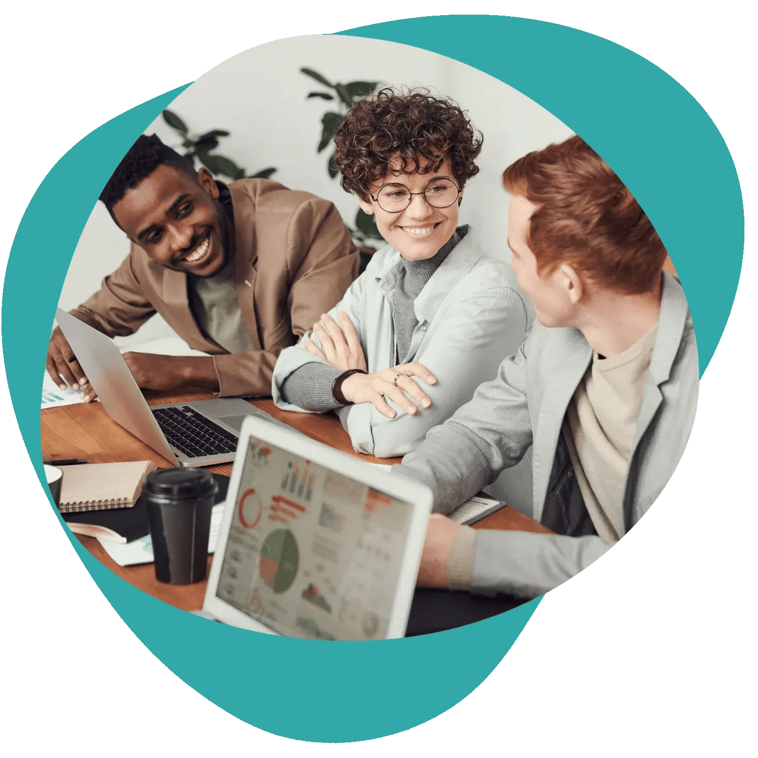 Three leaders discussing their Employee Insights results