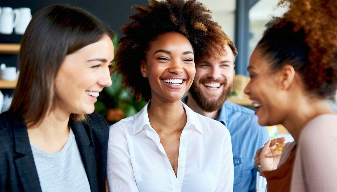 A group of happy and well recognized employees 