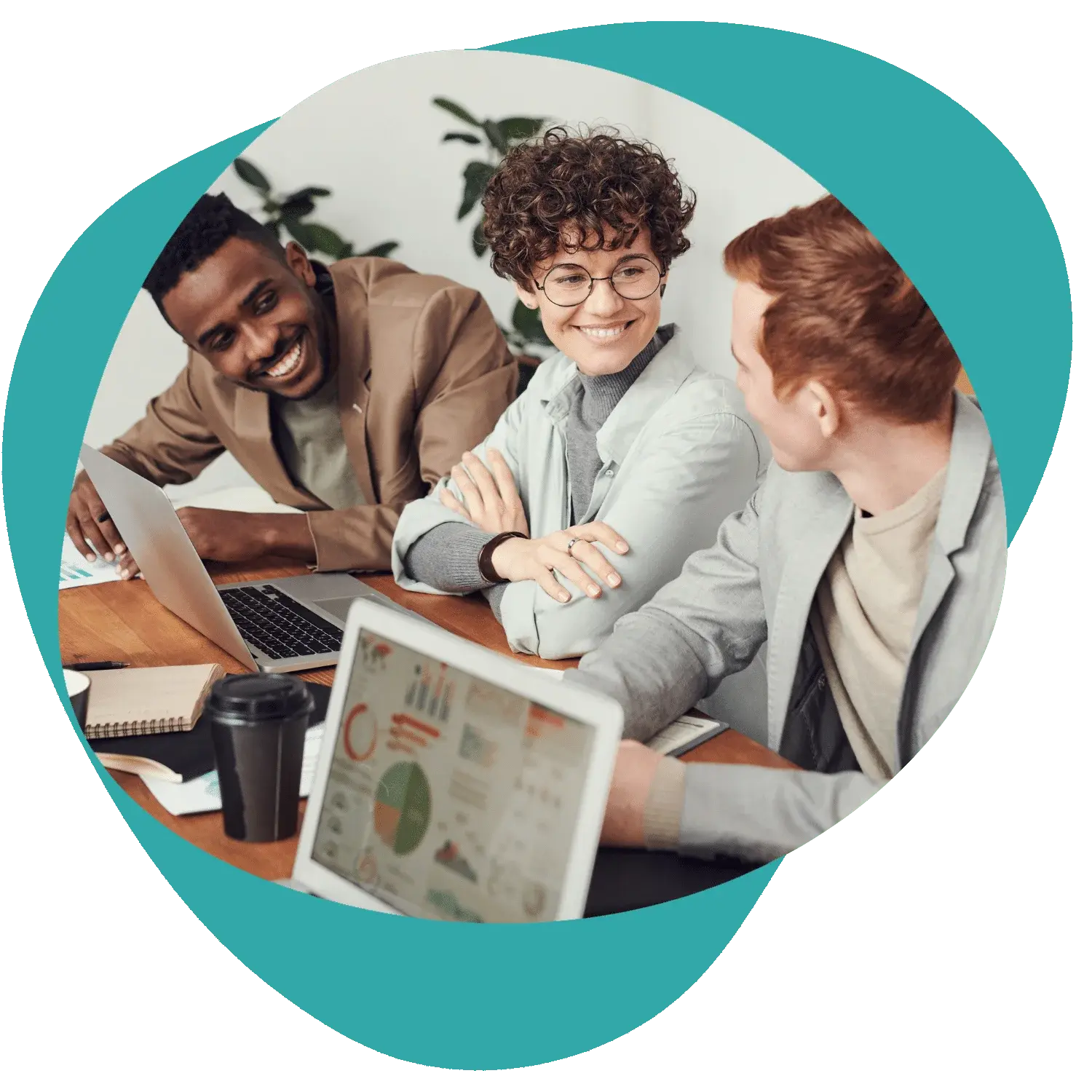 Three leaders discussing their most recent Employee Insights results